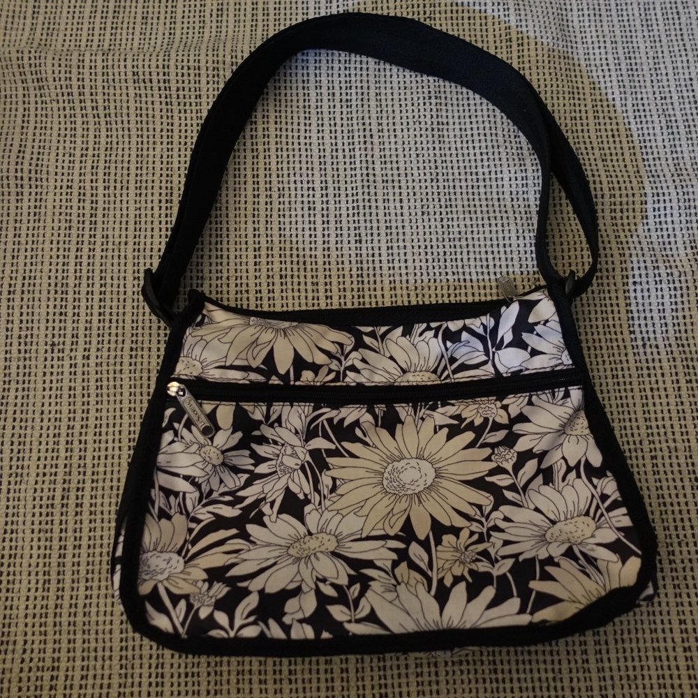 Lesportsac Classic Hobo Bag Flower Black White